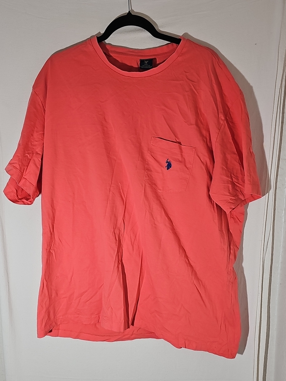 U.S. Polo Assn. Coral Short Sleeve Pocket Tee with Navy Logo